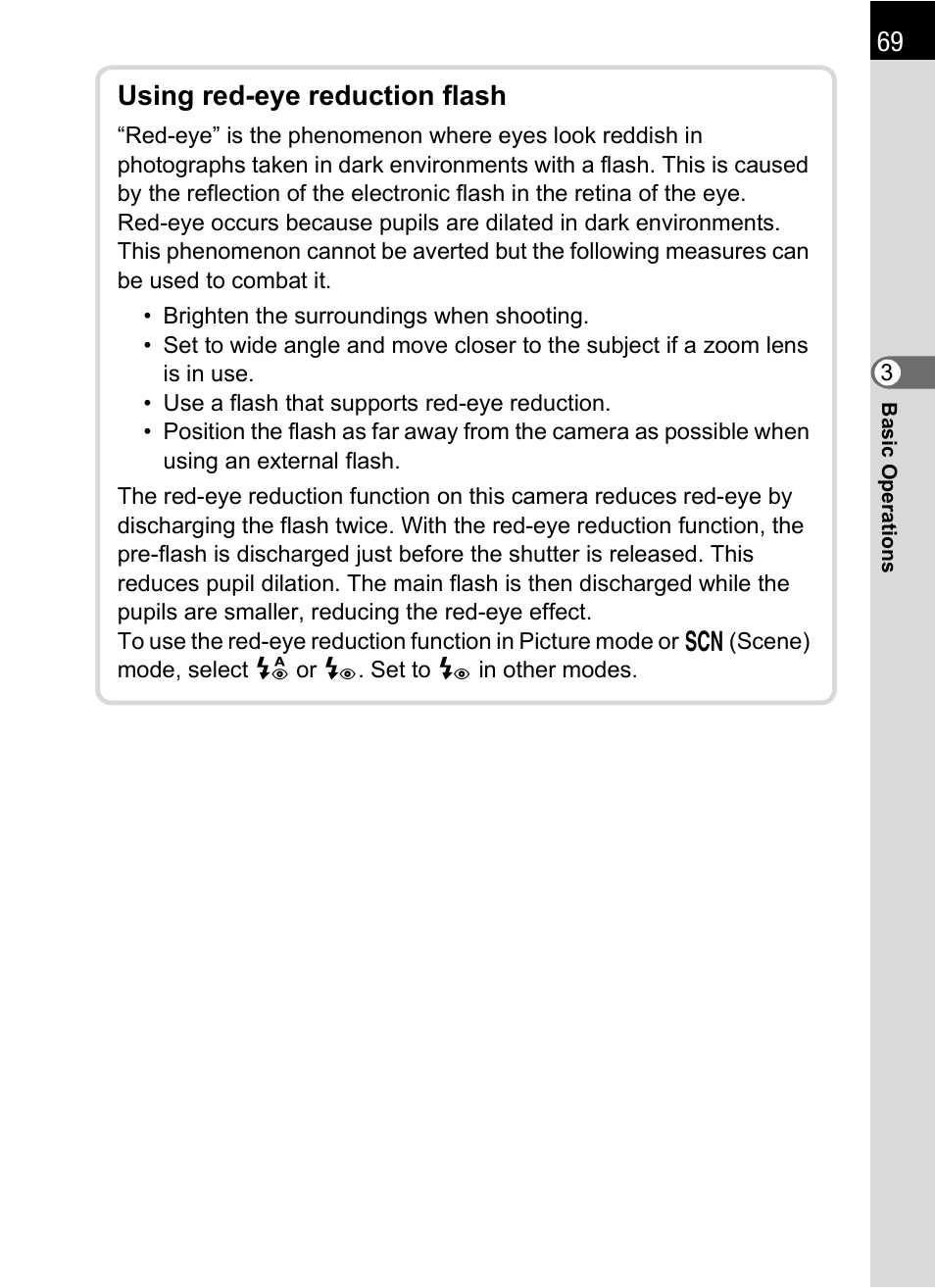 Using red-eye reduction flash | Pentax K-m/K2000 User Manual | Page 71 / 280