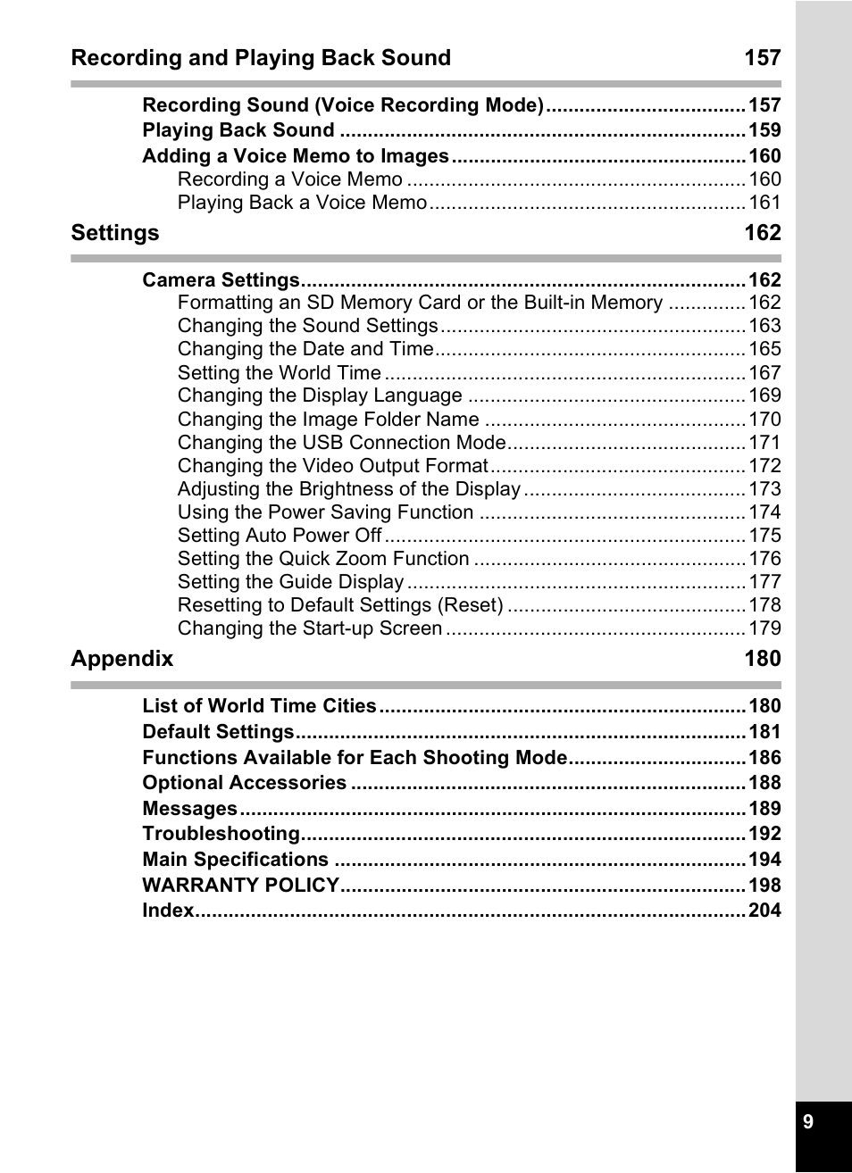 Pentax Optio M50 User Manual | Page 11 / 212