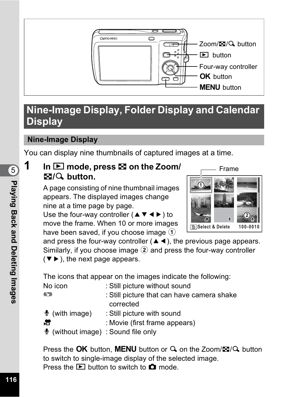 P.116), P.116, Y. (p.116) | Pentax Optio M50 User Manual | Page 118 / 212