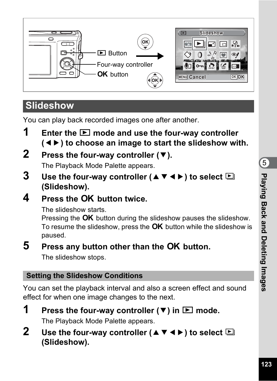 Slideshow, P.123 | Pentax Optio M50 User Manual | Page 125 / 212