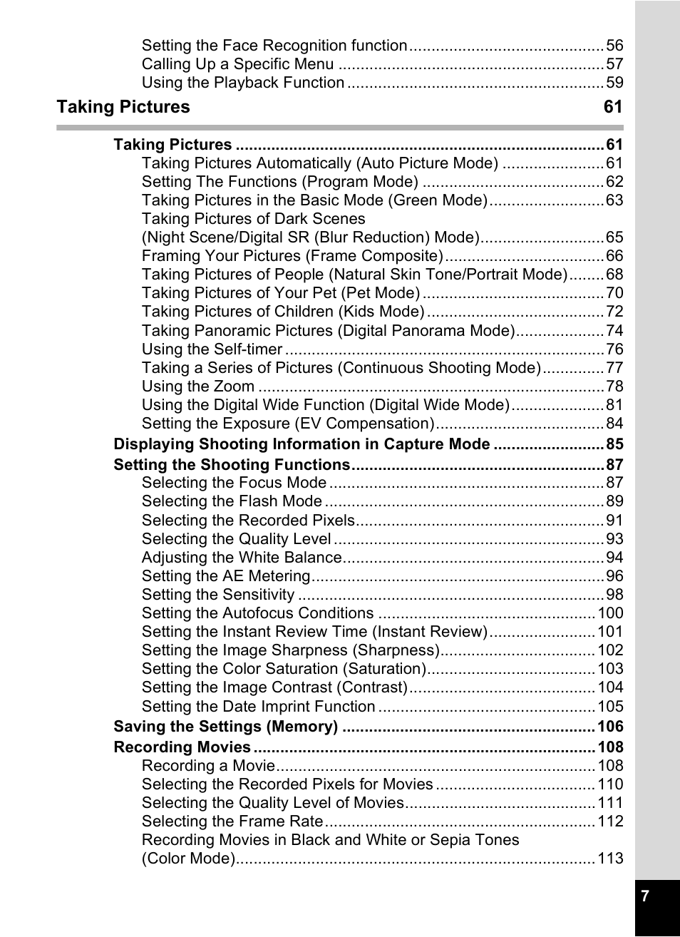 Pentax Optio M50 User Manual | Page 9 / 212