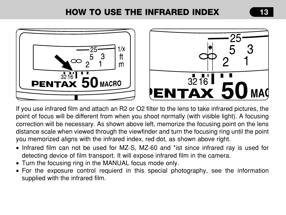 How to use the infrared index | Pentax -D User Manual | Page 15 / 28