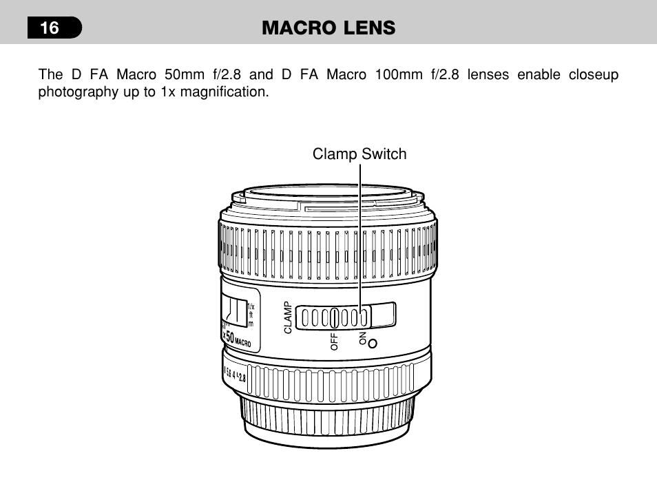 Macro lens | Pentax -D User Manual | Page 18 / 28