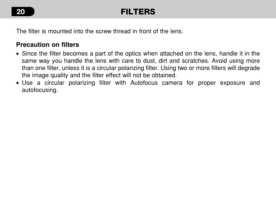 Filters | Pentax -D User Manual | Page 22 / 28