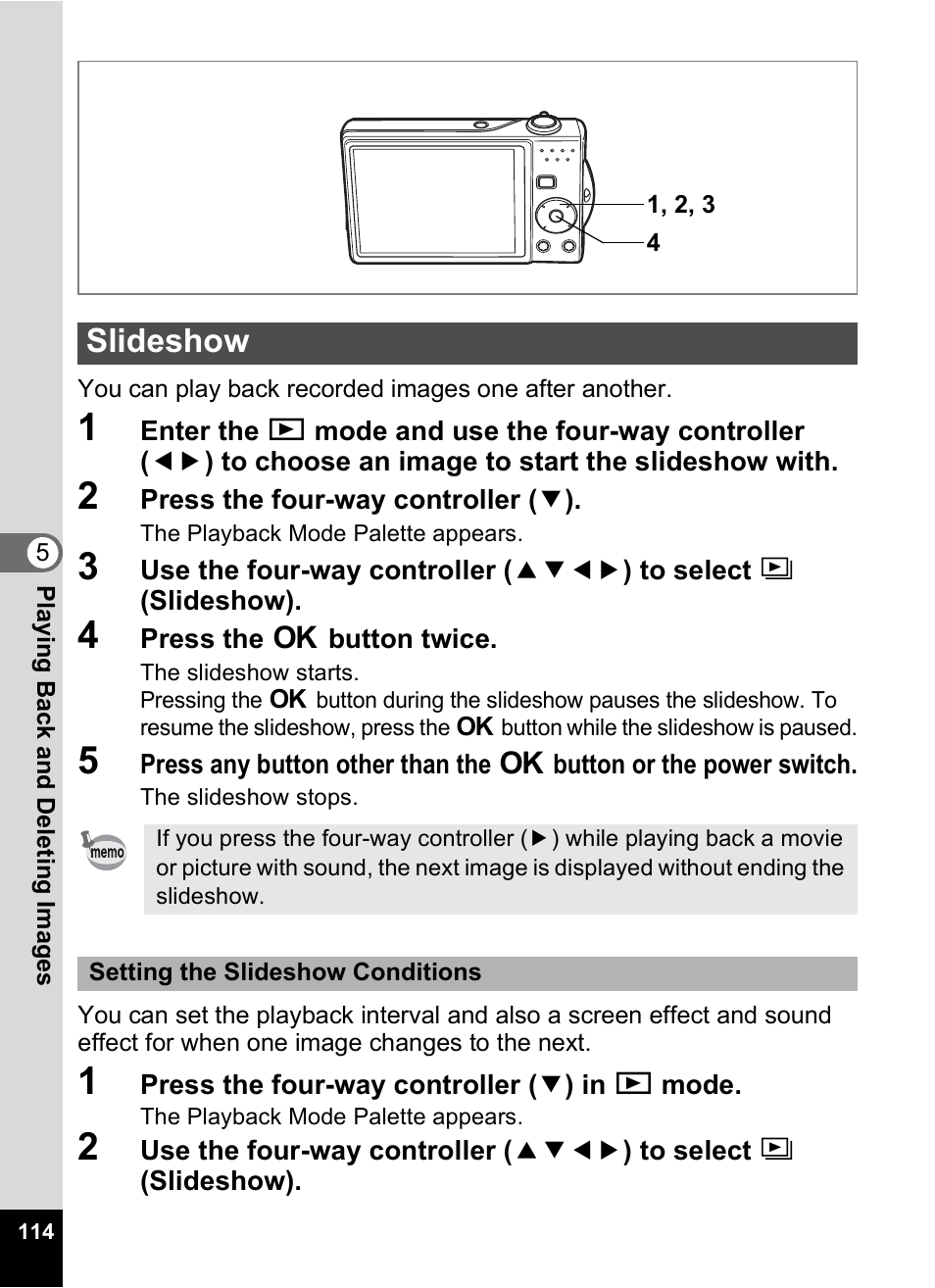 Slideshow, P.114 | Pentax Optio V10 User Manual | Page 116 / 192