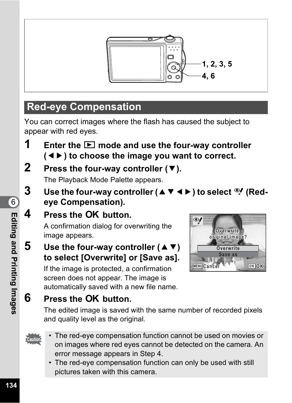 Red-eye compensation, P.134 | Pentax Optio V10 User Manual | Page 136 / 192