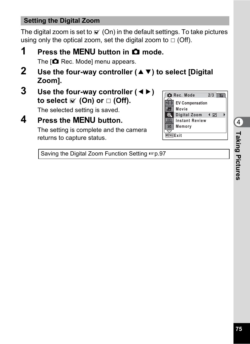 P.75 | Pentax Optio V10 User Manual | Page 77 / 192
