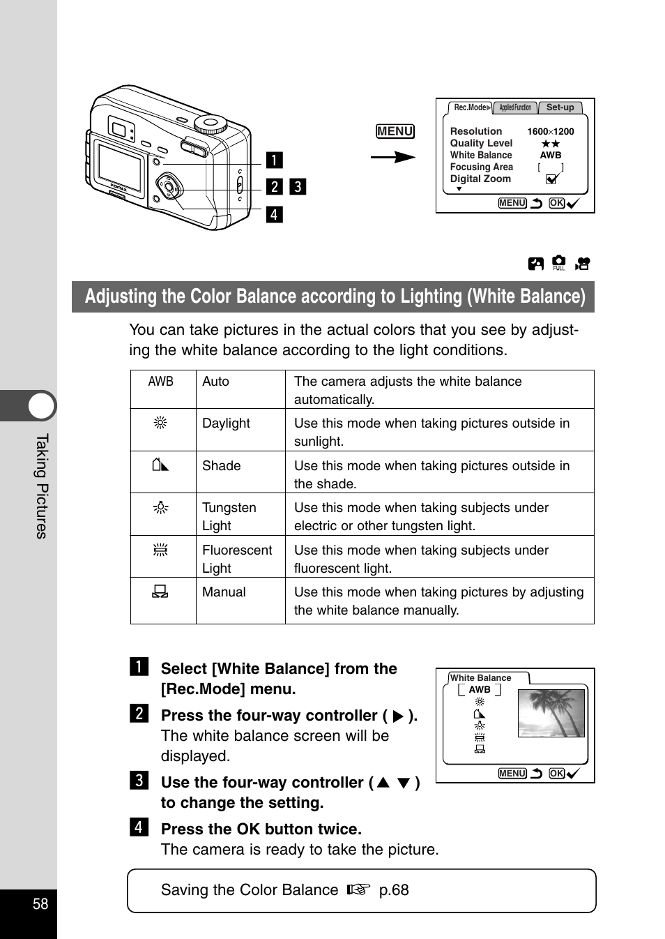 Zv x c | Pentax Optio 230 User Manual | Page 60 / 124