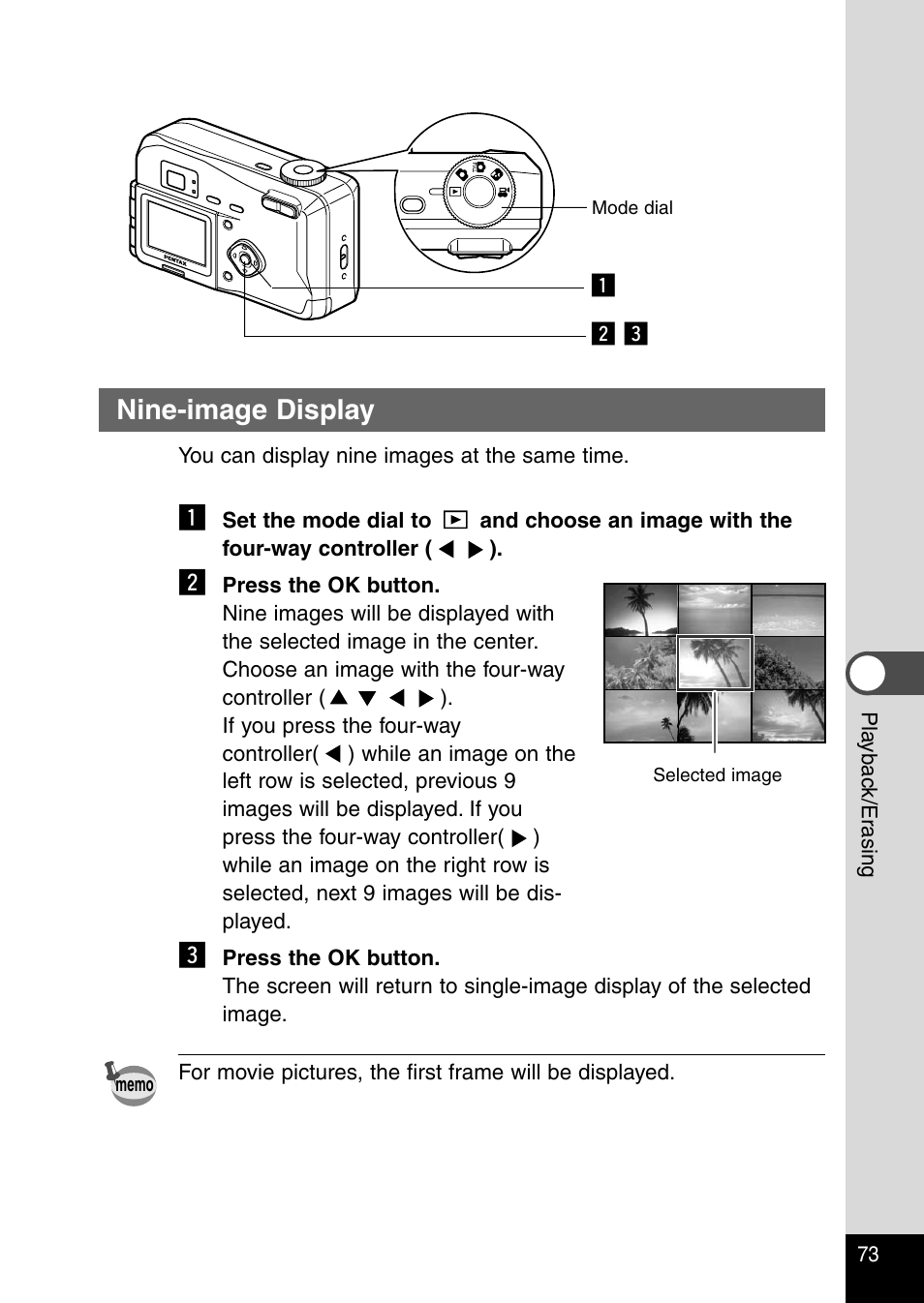 Nine-image display | Pentax Optio 230 User Manual | Page 75 / 124