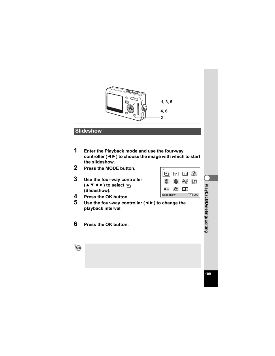 Slideshow, P.109 | Pentax Optio S5n User Manual | Page 111 / 171
