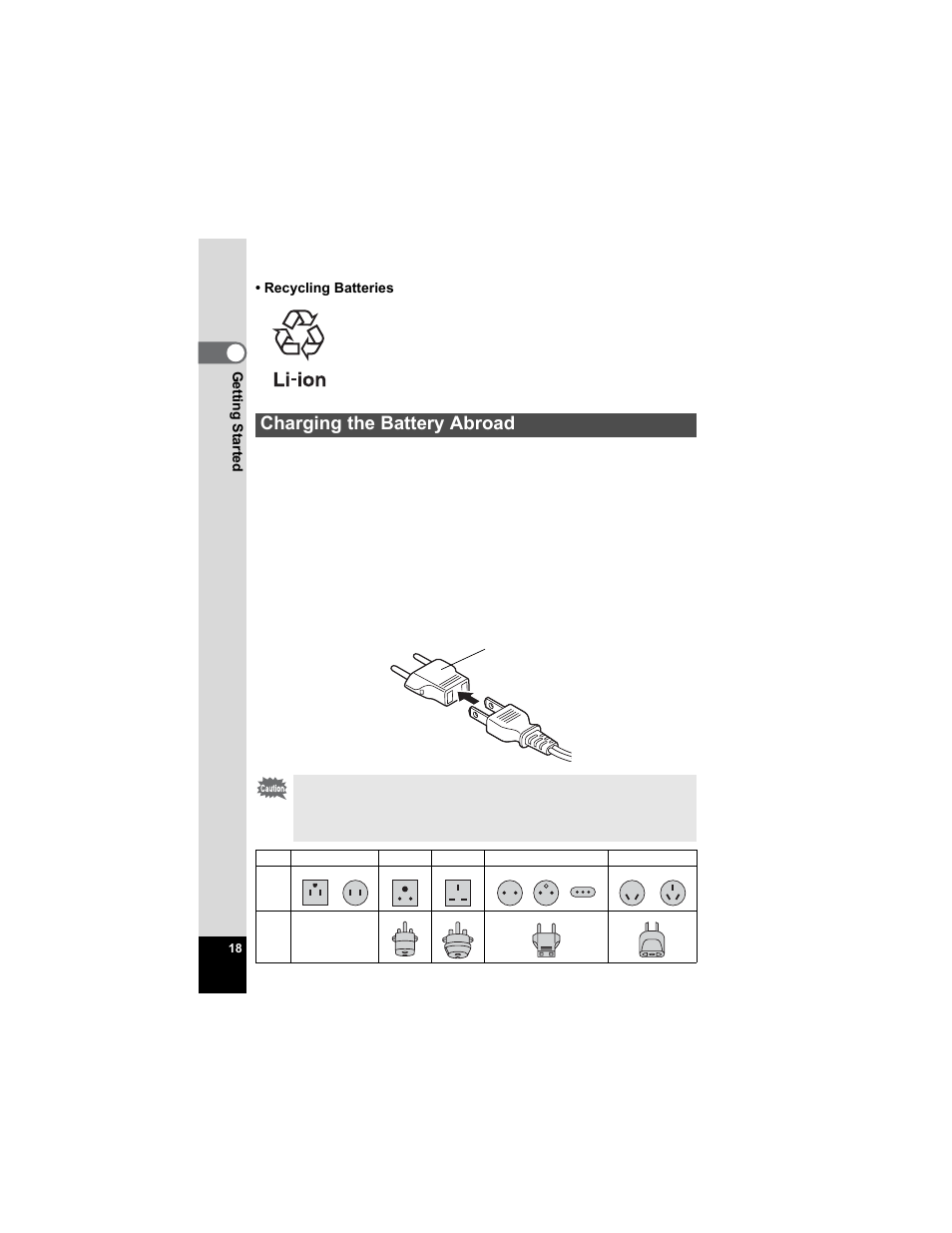 Charging the battery abroad | Pentax Optio S5n User Manual | Page 20 / 171