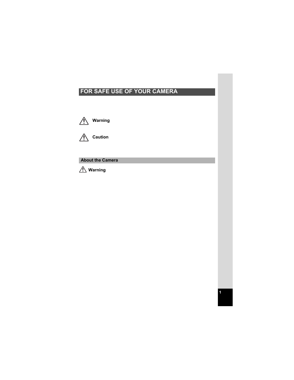 For safe use of your camera | Pentax Optio S5n User Manual | Page 3 / 171