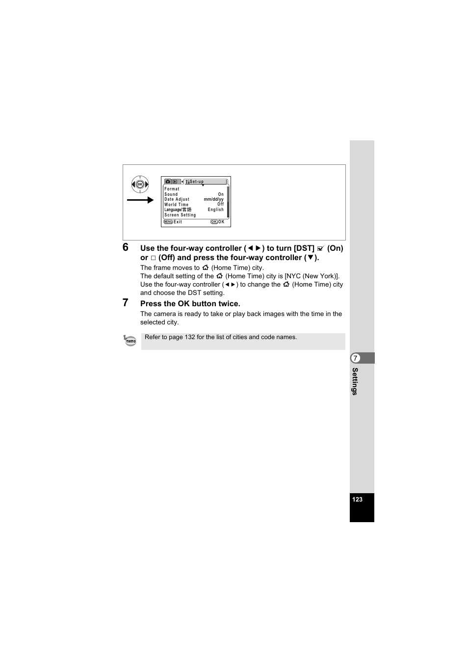 Press the ok button twice | Pentax Model Optio S60 User Manual | Page 125 / 156