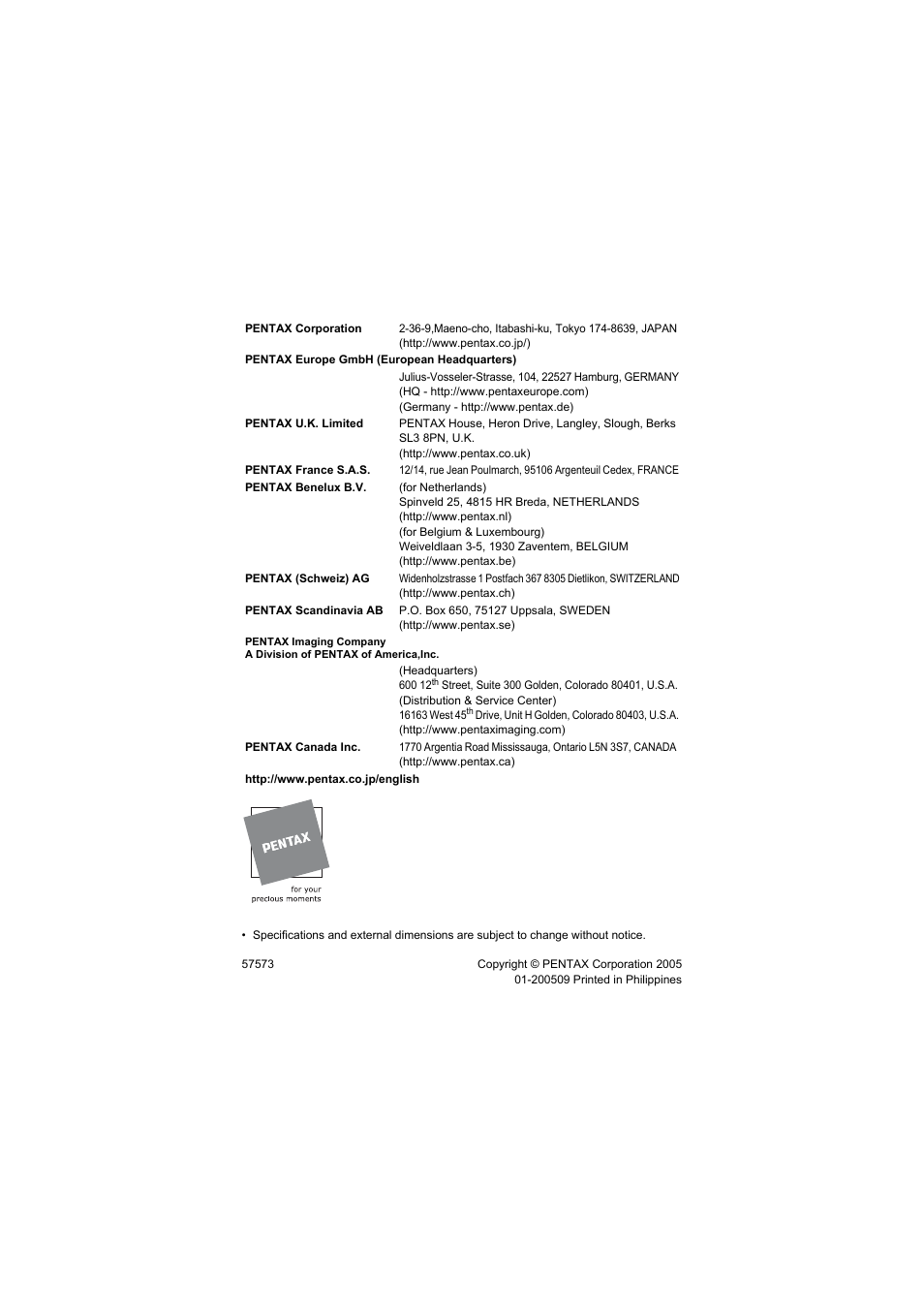 Pentax Model Optio S60 User Manual | Page 156 / 156
