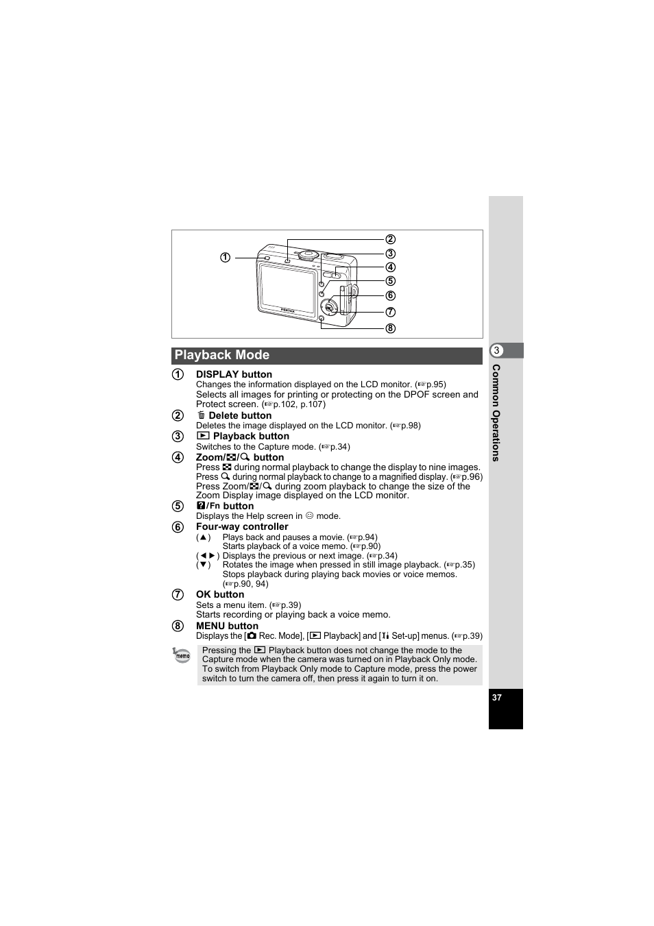 Playback mode | Pentax Model Optio S60 User Manual | Page 39 / 156