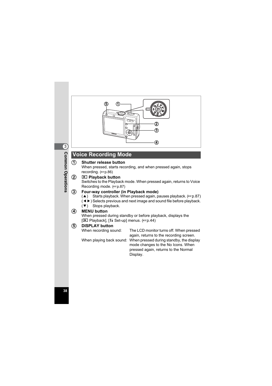 Voice recording mode | Pentax Model Optio S60 User Manual | Page 40 / 156