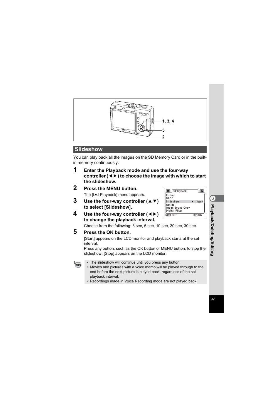 Slideshow, P.97 | Pentax Model Optio S60 User Manual | Page 99 / 156