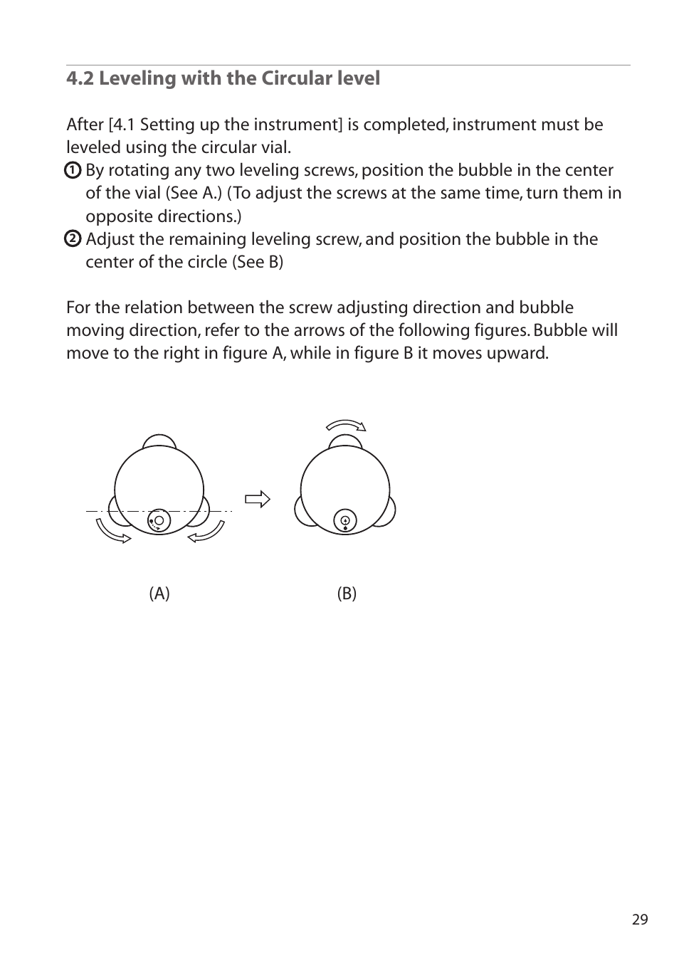 2 leveling with the circular level | Pentax ETH-310 User Manual | Page 29 / 48