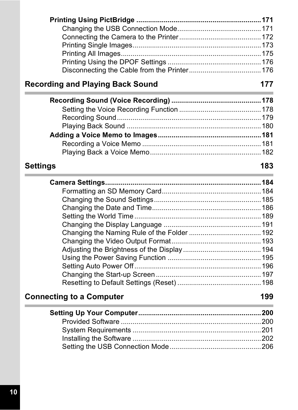 Pentax Digtial Camera Optio P70 User Manual | Page 12 / 256