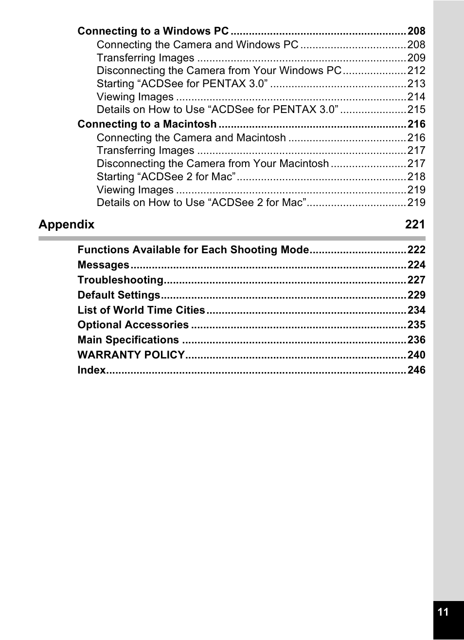 Pentax Digtial Camera Optio P70 User Manual | Page 13 / 256