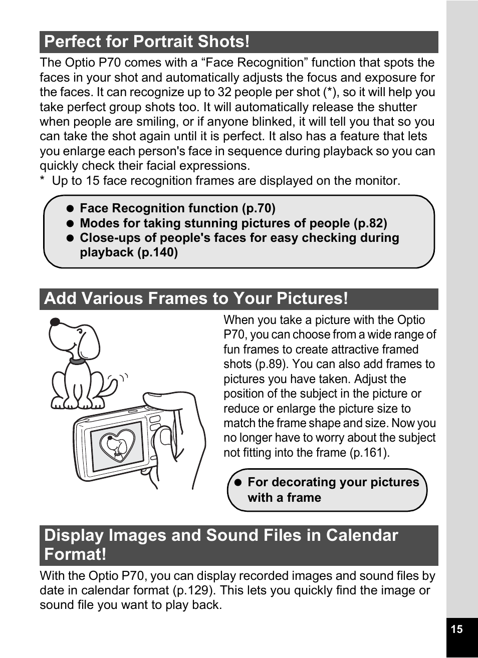 Pentax Digtial Camera Optio P70 User Manual | Page 17 / 256