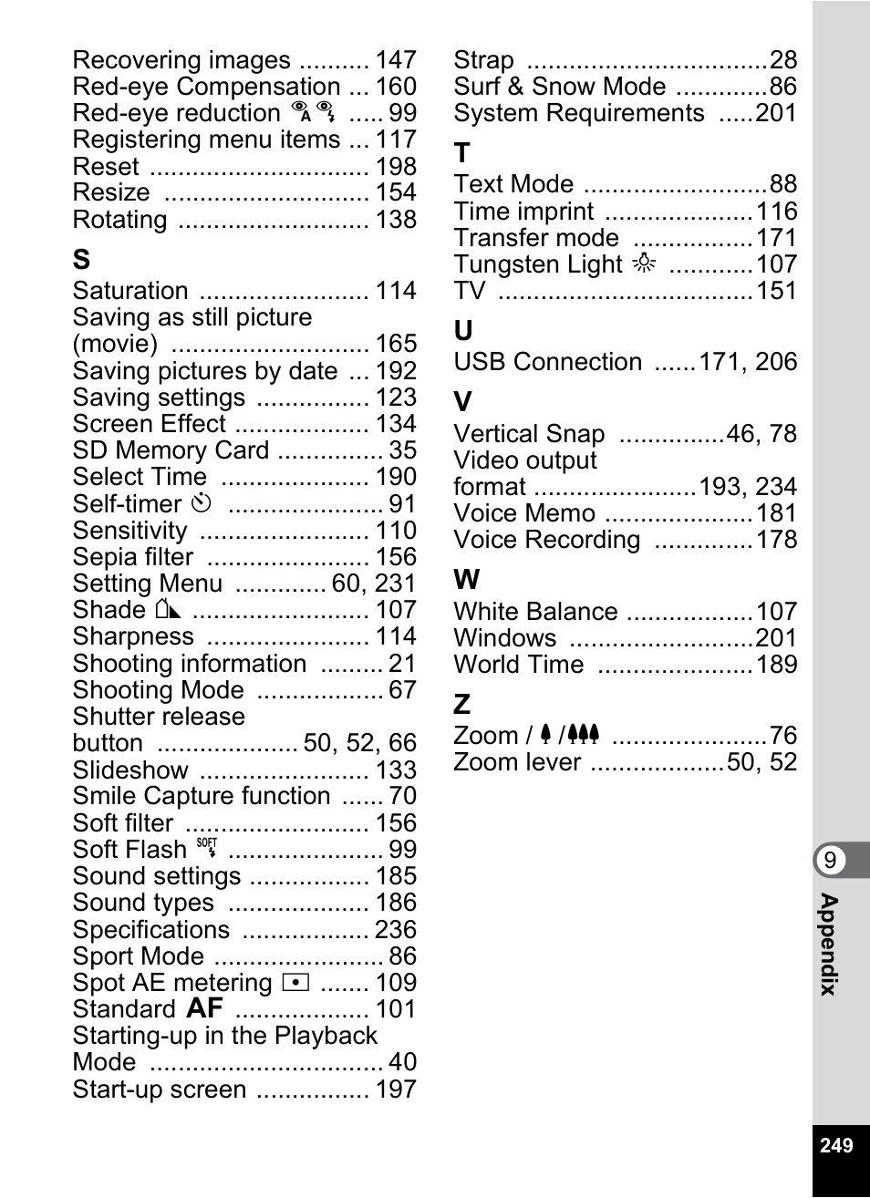 Pentax Digtial Camera Optio P70 User Manual | Page 251 / 256