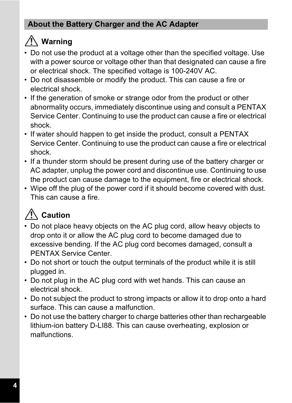 Pentax Digtial Camera Optio P70 User Manual | Page 6 / 256