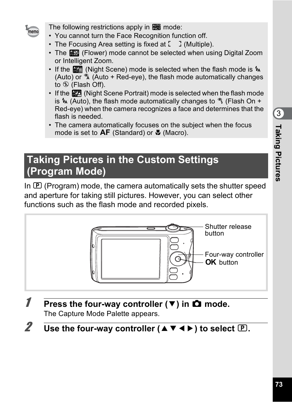 P.73 | Pentax Digtial Camera Optio P70 User Manual | Page 75 / 256