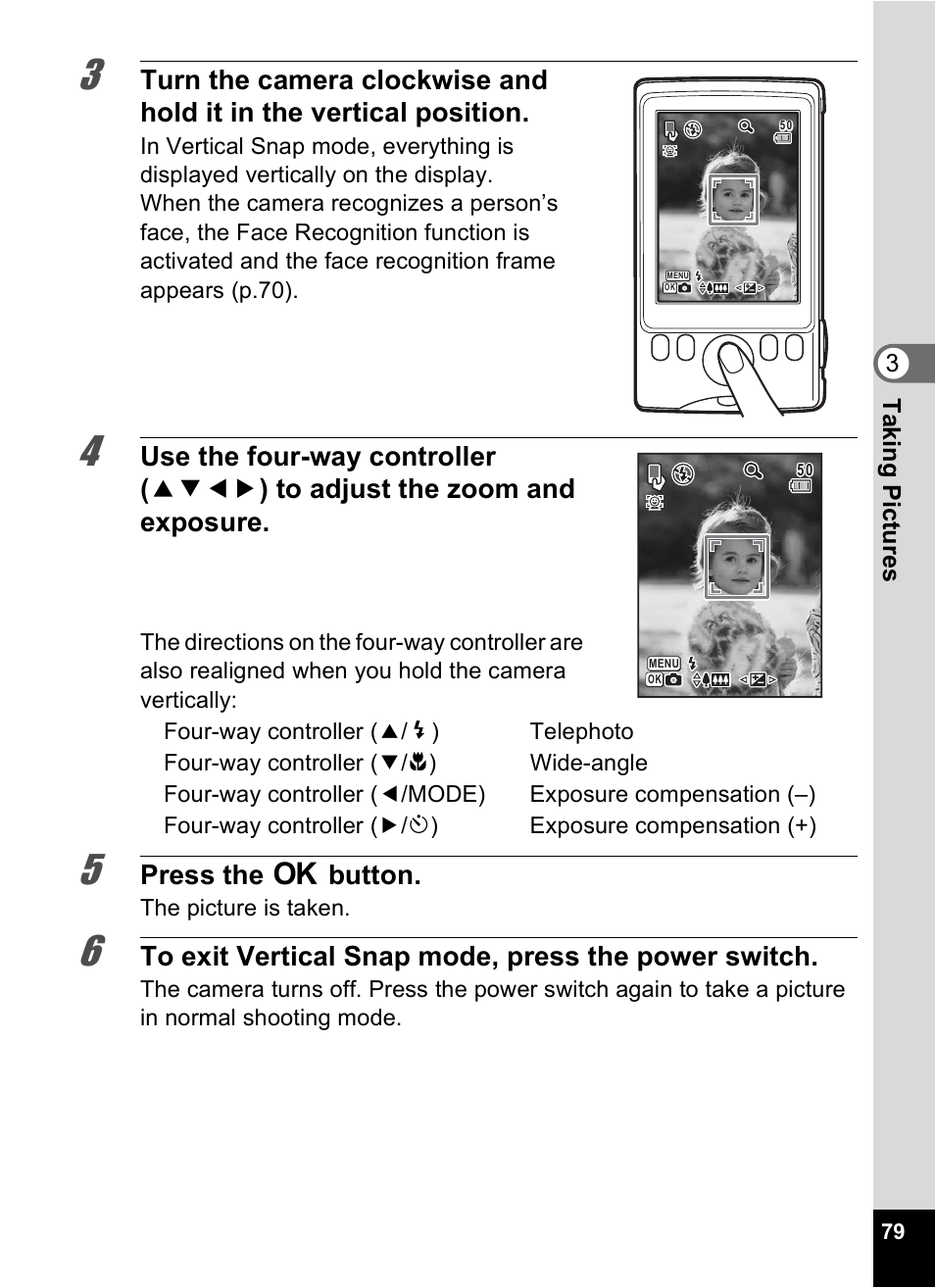 Press the 4 button | Pentax Digtial Camera Optio P70 User Manual | Page 81 / 256