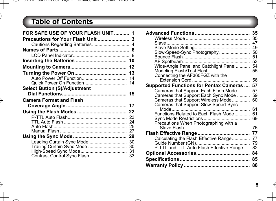 Pentax AF-360FGZ User Manual | Page 7 / 96