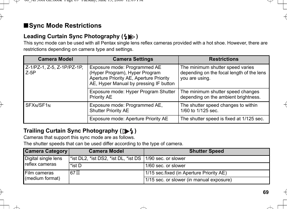 Nsync mode restrictions | Pentax AF-360FGZ User Manual | Page 71 / 96