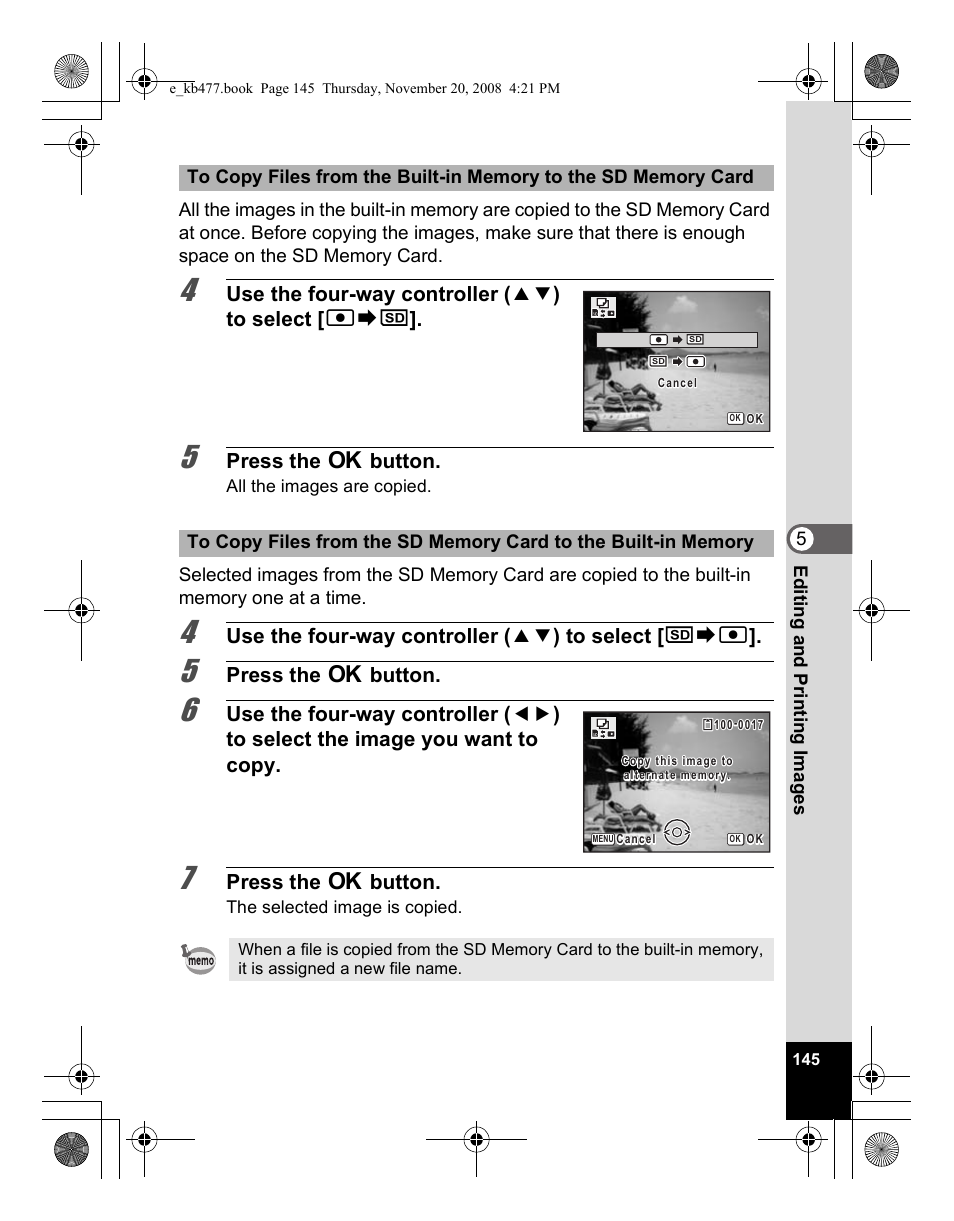 Use the four-way controller ( 23 ) to select [ 2, Press the 4 button, Use the four-way controller ( 23 ) to select [ {}2 | Pentax Optio E70 User Manual | Page 147 / 225