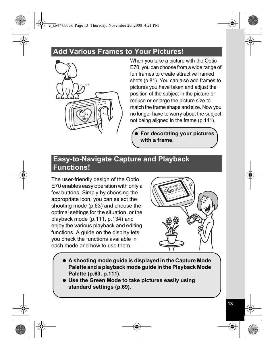 Pentax Optio E70 User Manual | Page 15 / 225