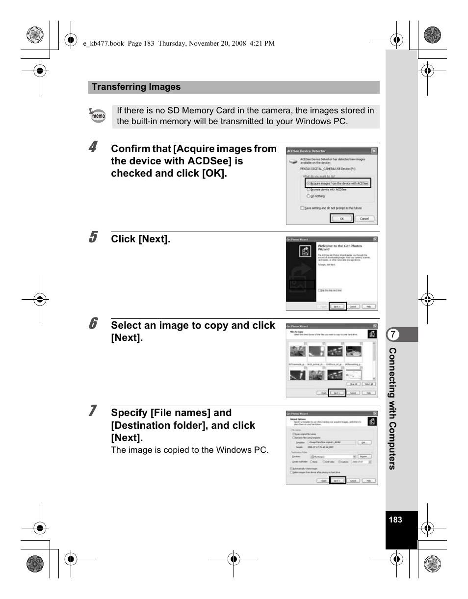 Pentax Optio E70 User Manual | Page 185 / 225