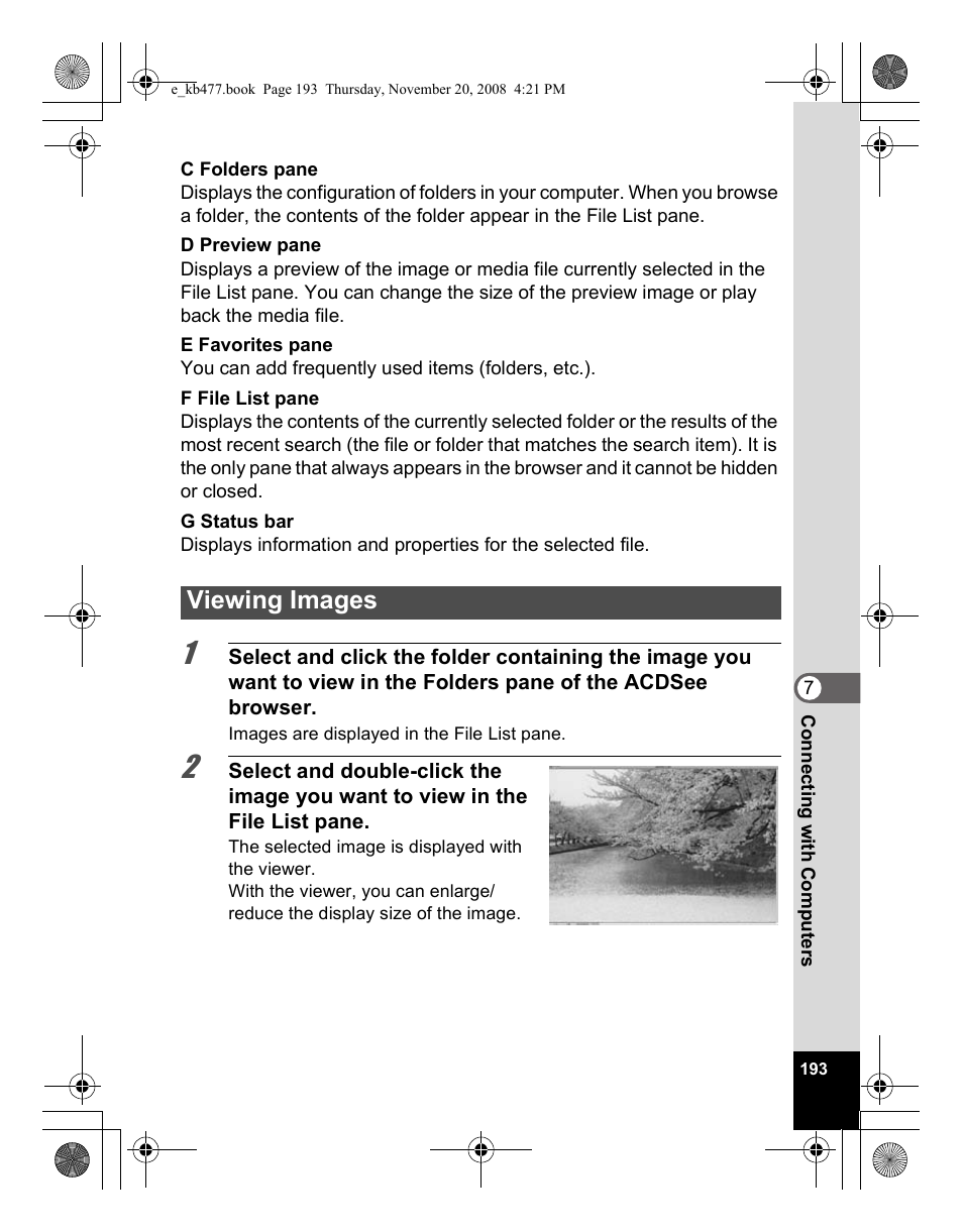 Viewing images | Pentax Optio E70 User Manual | Page 195 / 225