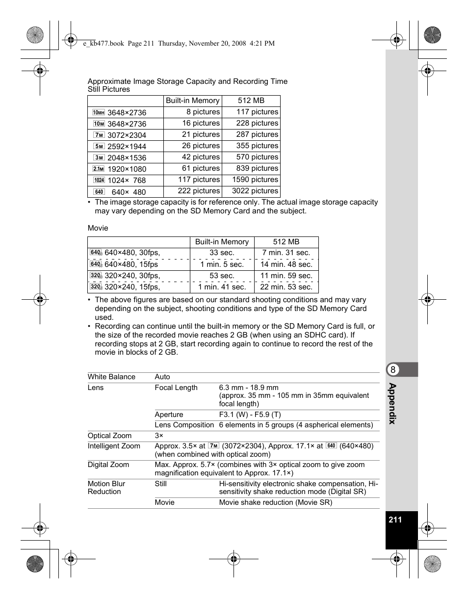 Pentax Optio E70 User Manual | Page 213 / 225