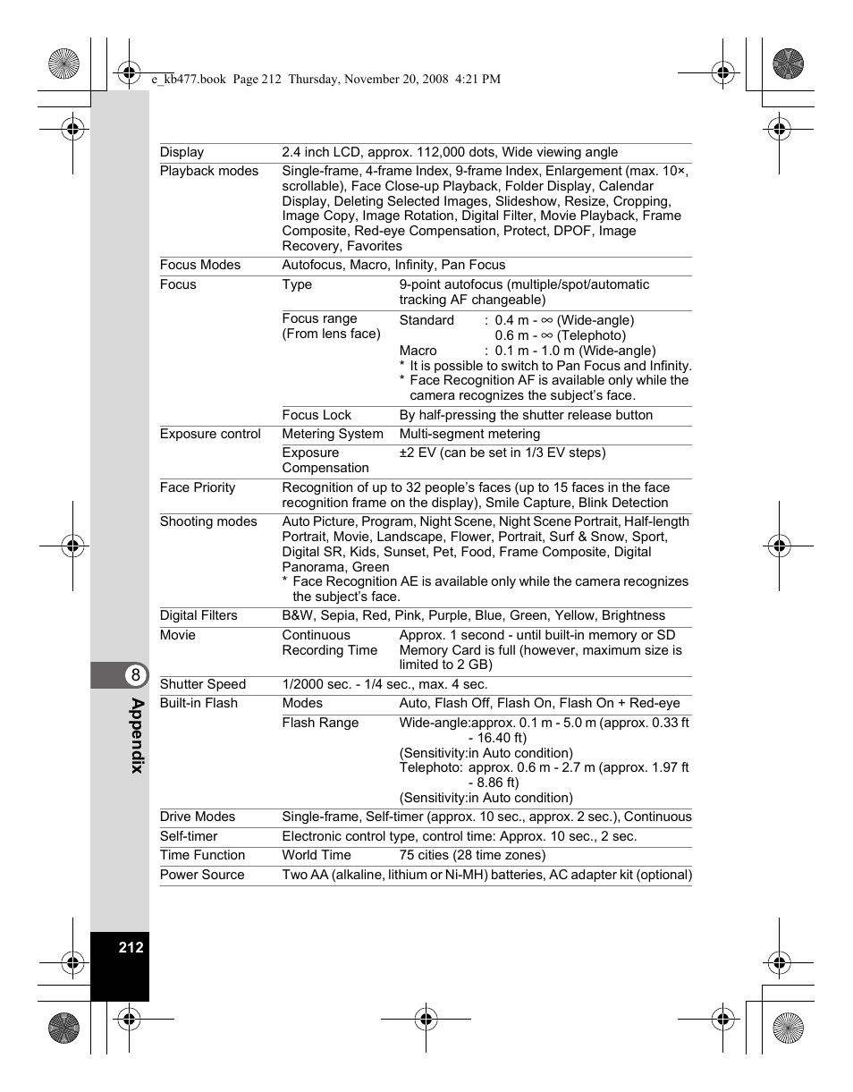 Pentax Optio E70 User Manual | Page 214 / 225