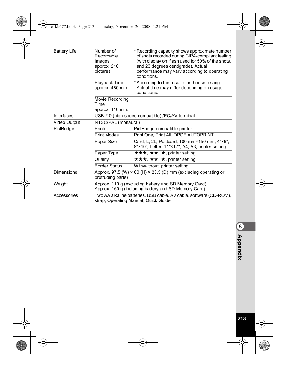 Pentax Optio E70 User Manual | Page 215 / 225