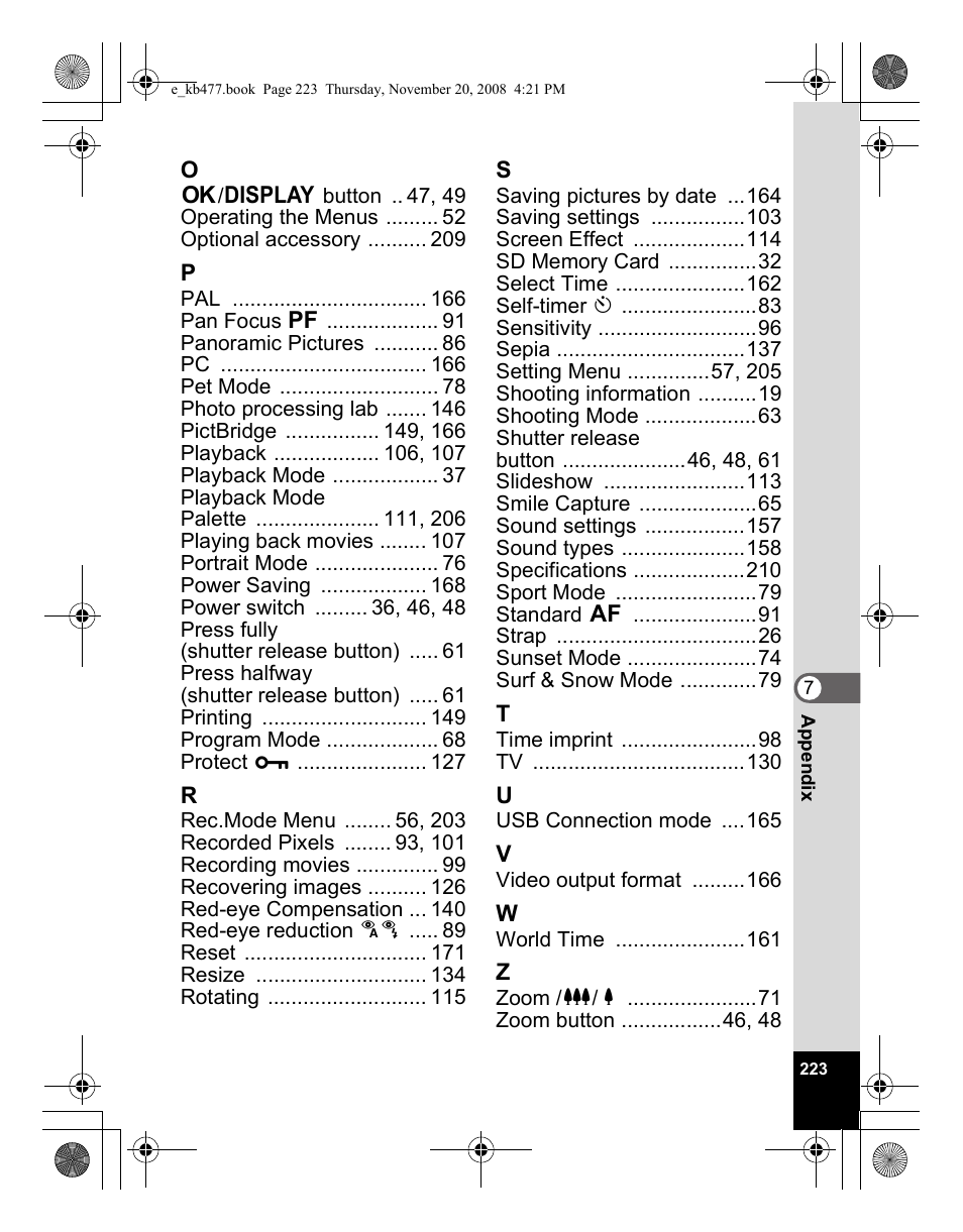 Pentax Optio E70 User Manual | Page 224 / 225