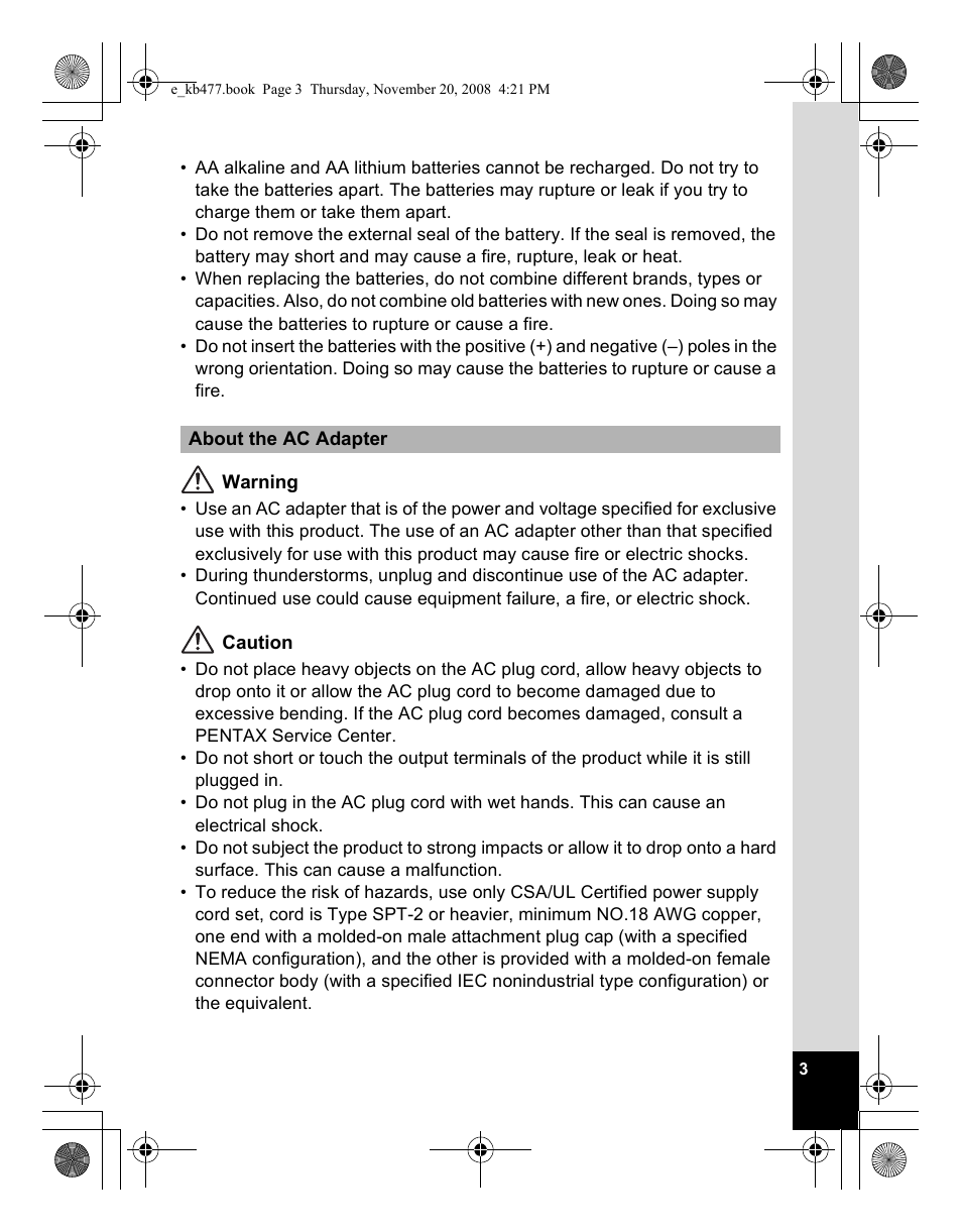 Pentax Optio E70 User Manual | Page 5 / 225