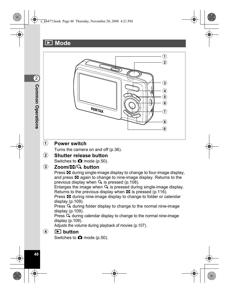 Qmode | Pentax Optio E70 User Manual | Page 50 / 225