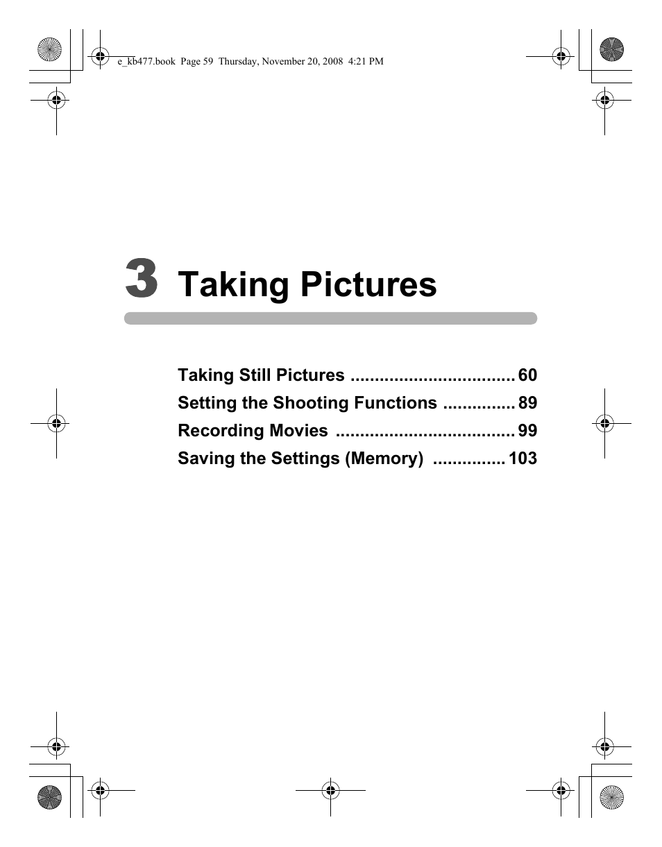 Taking pictures | Pentax Optio E70 User Manual | Page 61 / 225