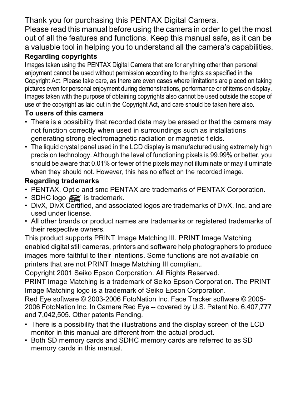 Pentax Optio S12 User Manual | Page 2 / 216