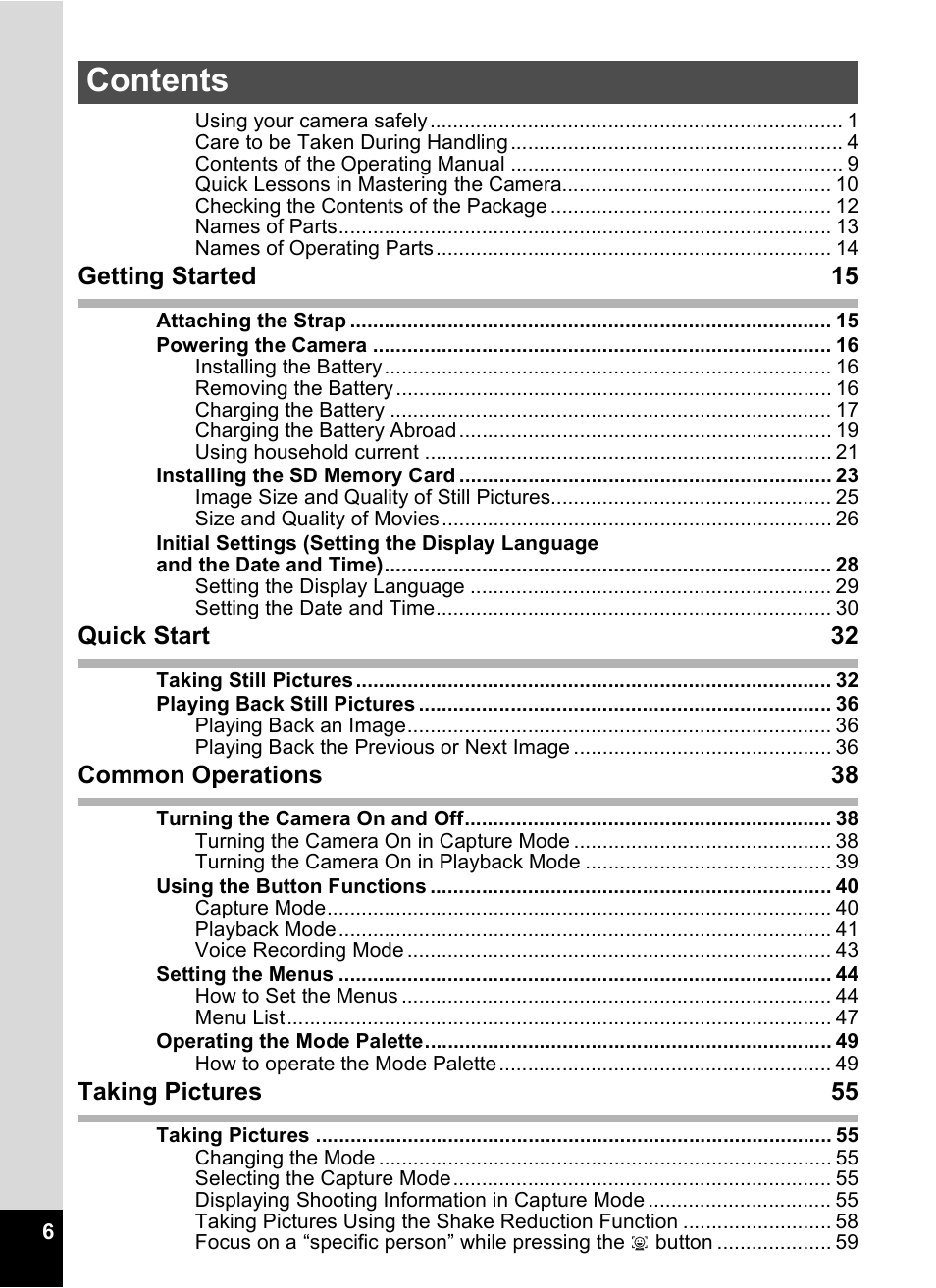 Pentax Optio S12 User Manual | Page 8 / 216