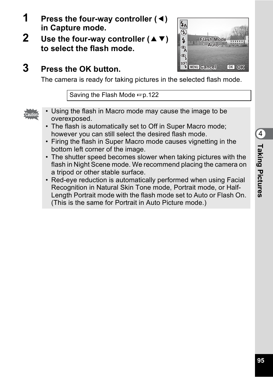 Press the ok button | Pentax Optio S12 User Manual | Page 97 / 216
