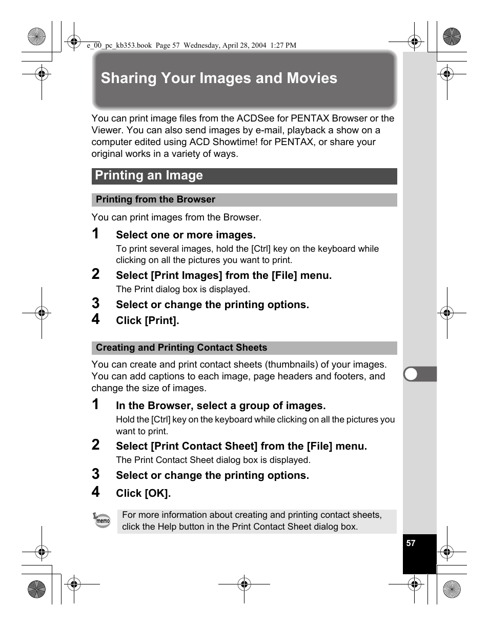 Sharing your images and movies | Pentax Optio MX User Manual | Page 59 / 68