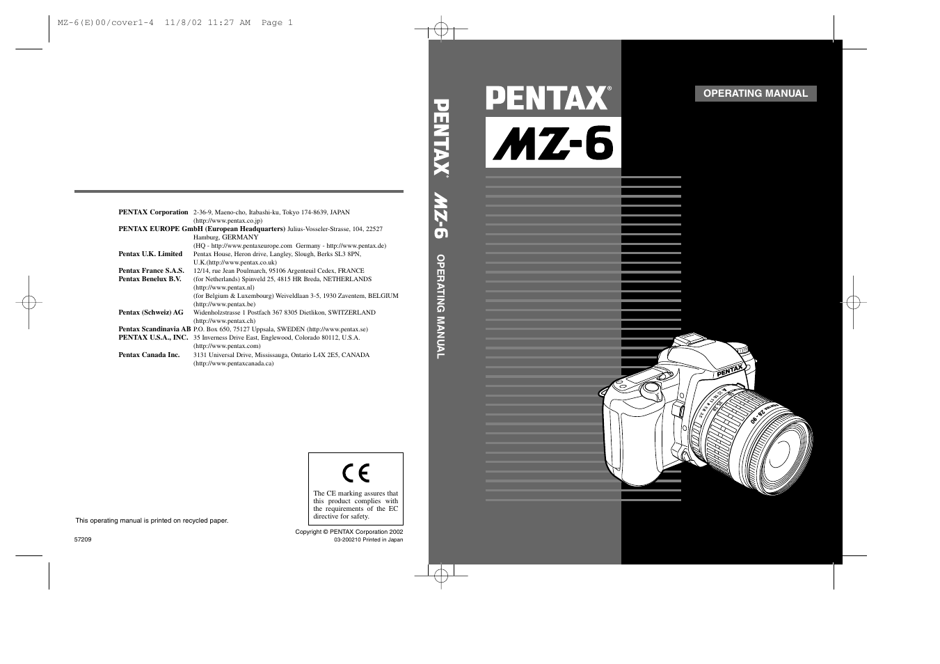 Pentax MZ-6 User Manual | 77 pages