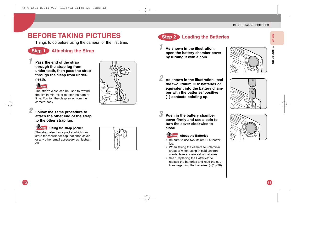 Before taking pictures | Pentax MZ-6 User Manual | Page 11 / 77