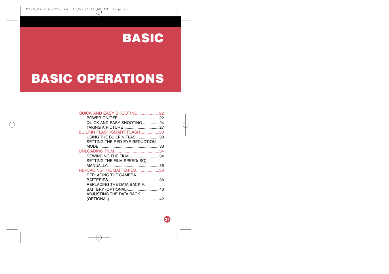 Basic basic operations | Pentax MZ-6 User Manual | Page 16 / 77