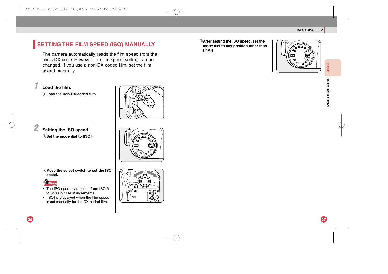 Setting the film speed (iso) manually | Pentax MZ-6 User Manual | Page 24 / 77